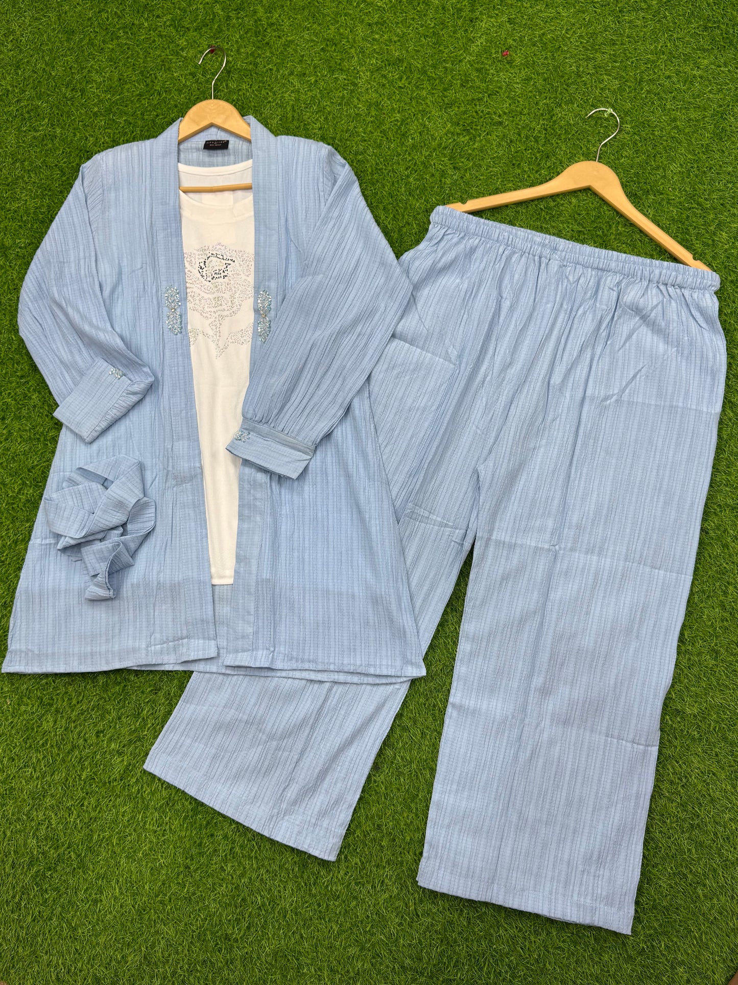 Women 3 pics suit winter crush jorjet fabric
