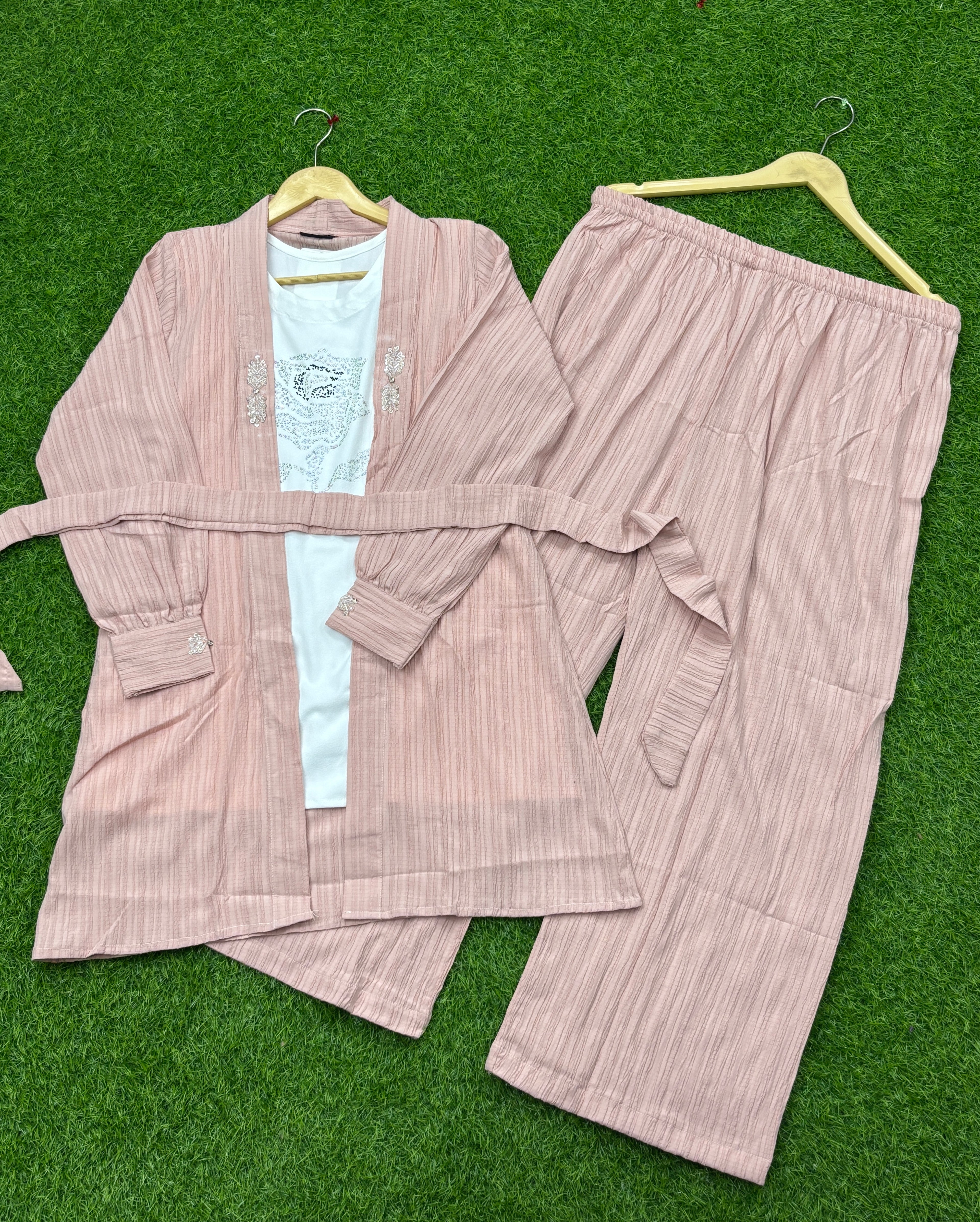 Women 3 pics suit winter crush jorjet fabric