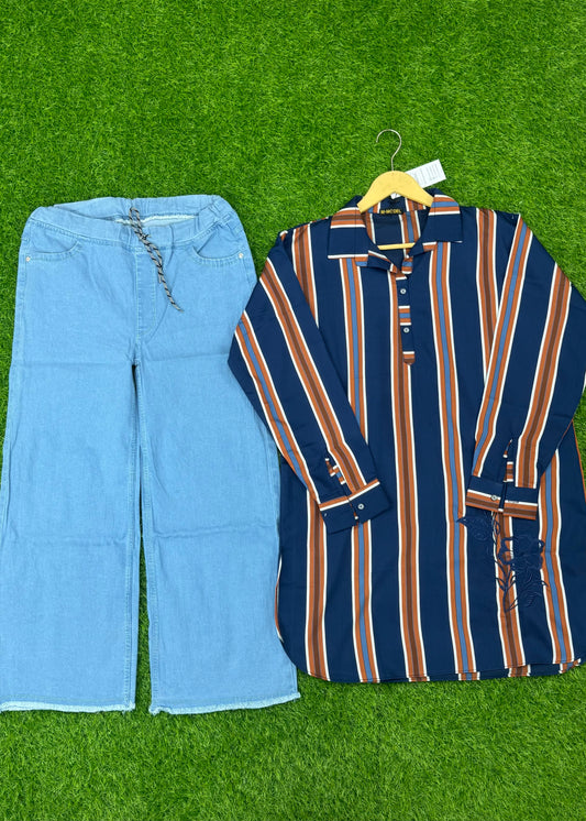 New Arrival top and jeans 2 pieces suit premium quality ✅