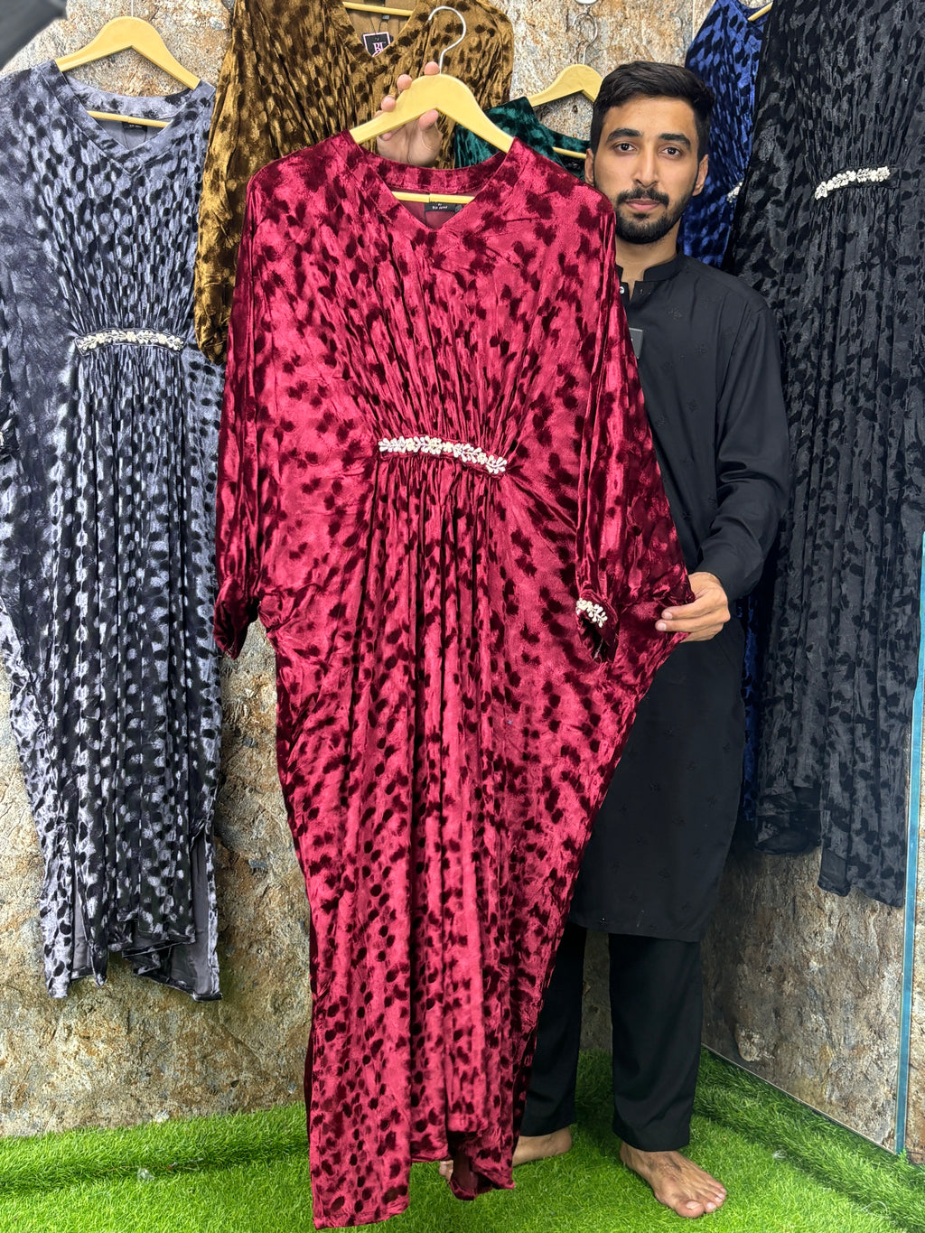 Valvet maxi suit china fabric satracable ✅