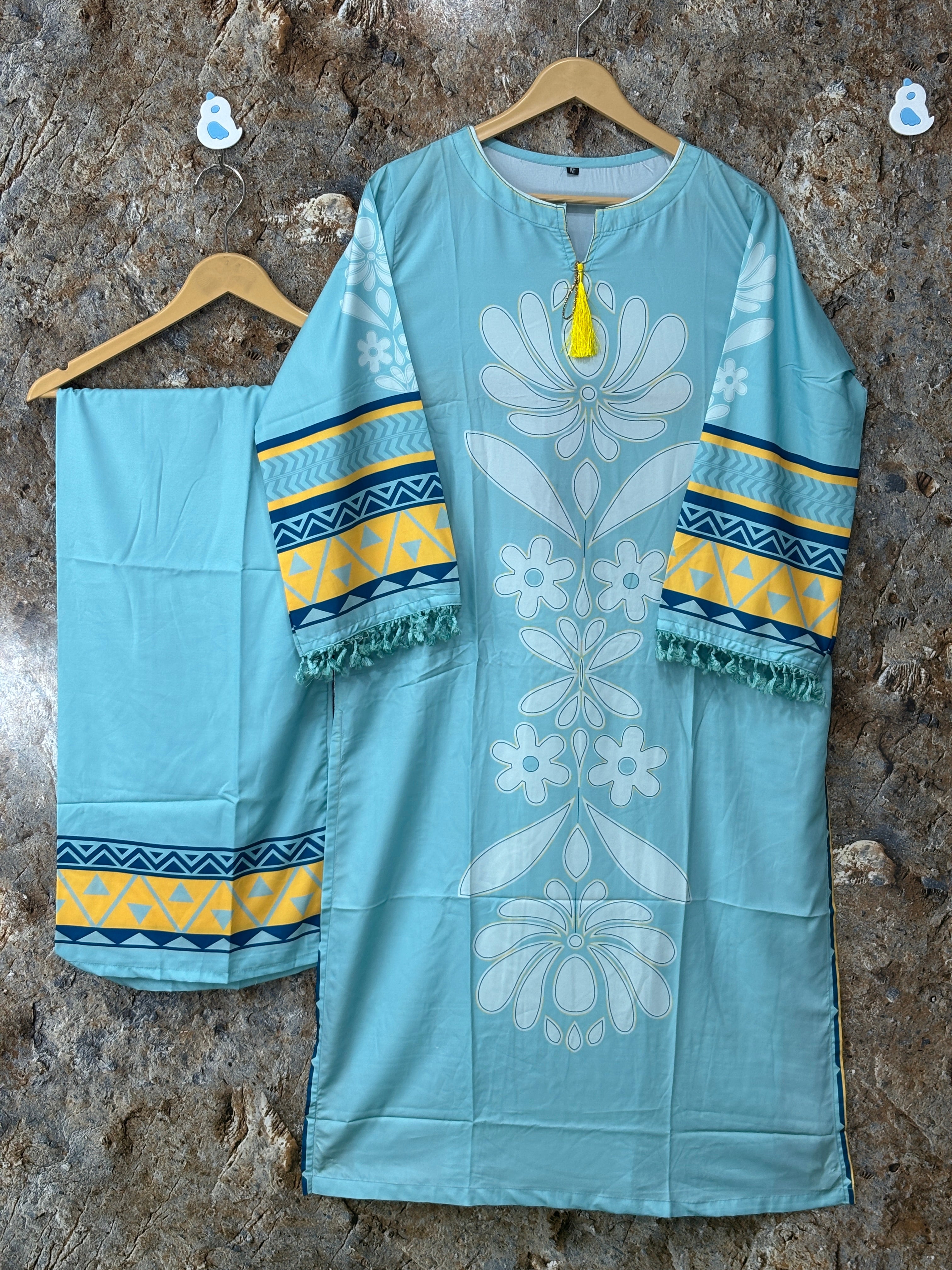 Women 2 pics suit silk fabric ✅