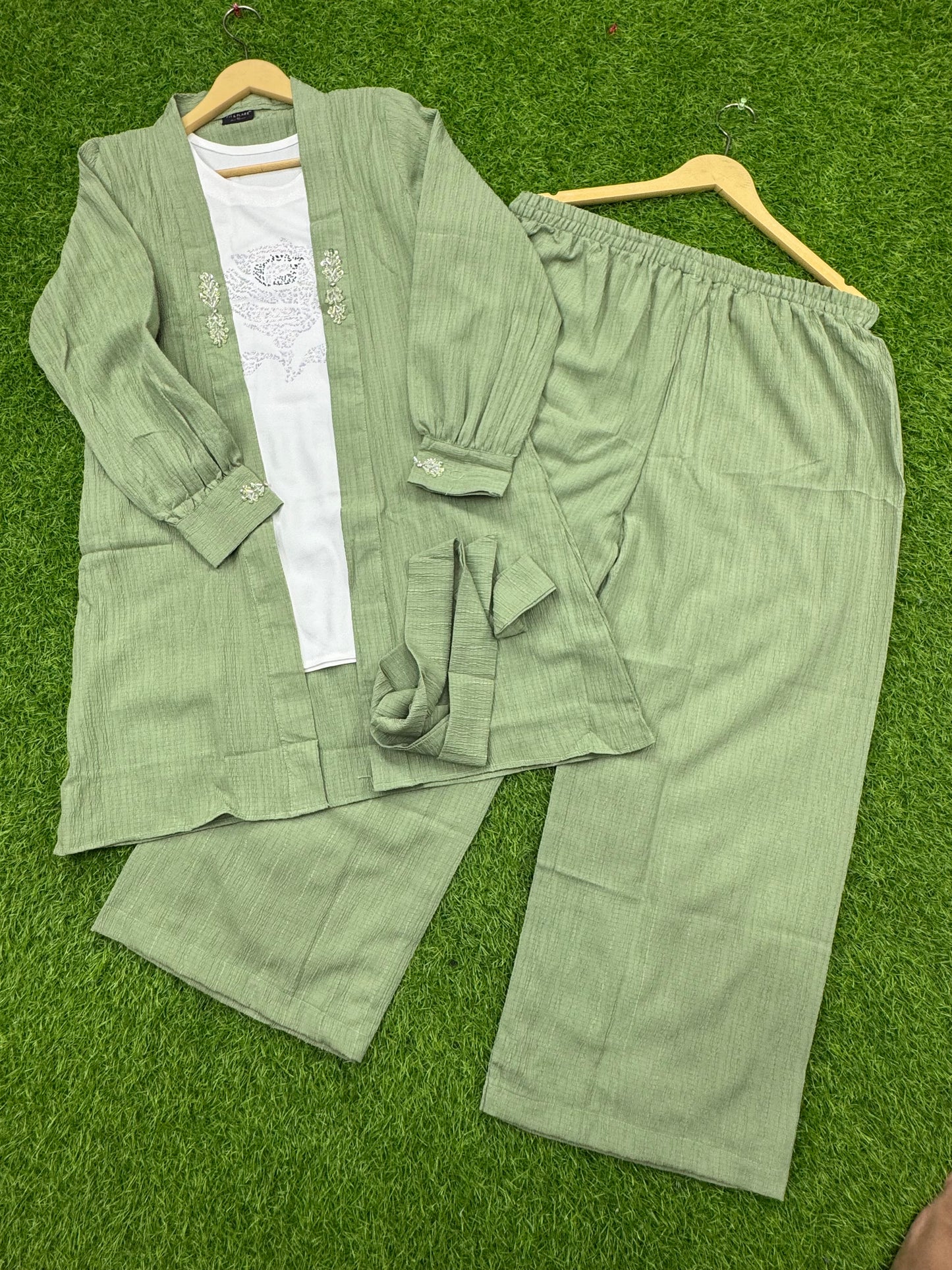 Women 3 pics suit winter crush jorjet fabric