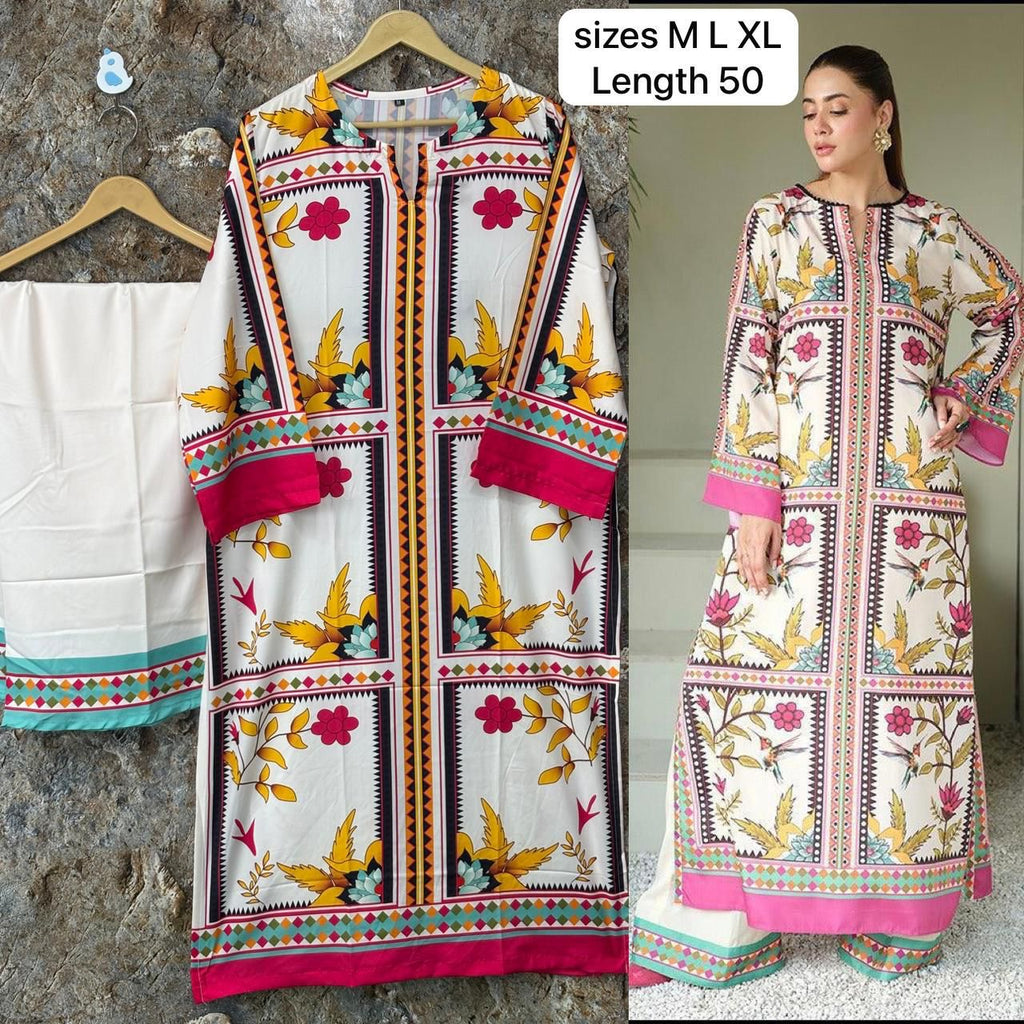 Women 2 pics suit silk fabric ✅