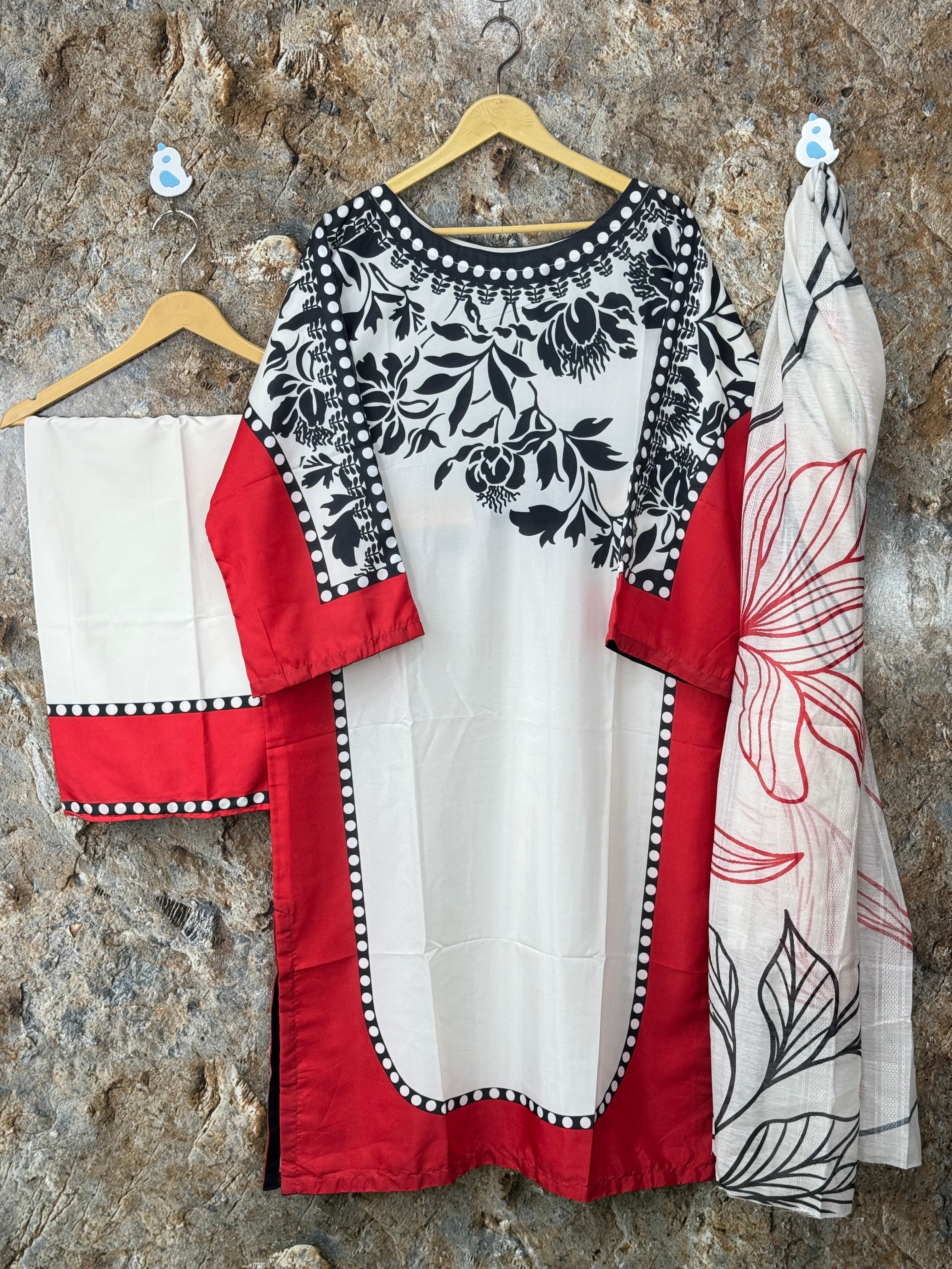 Women 3 pics suit fabric grip silk premium quality ✅