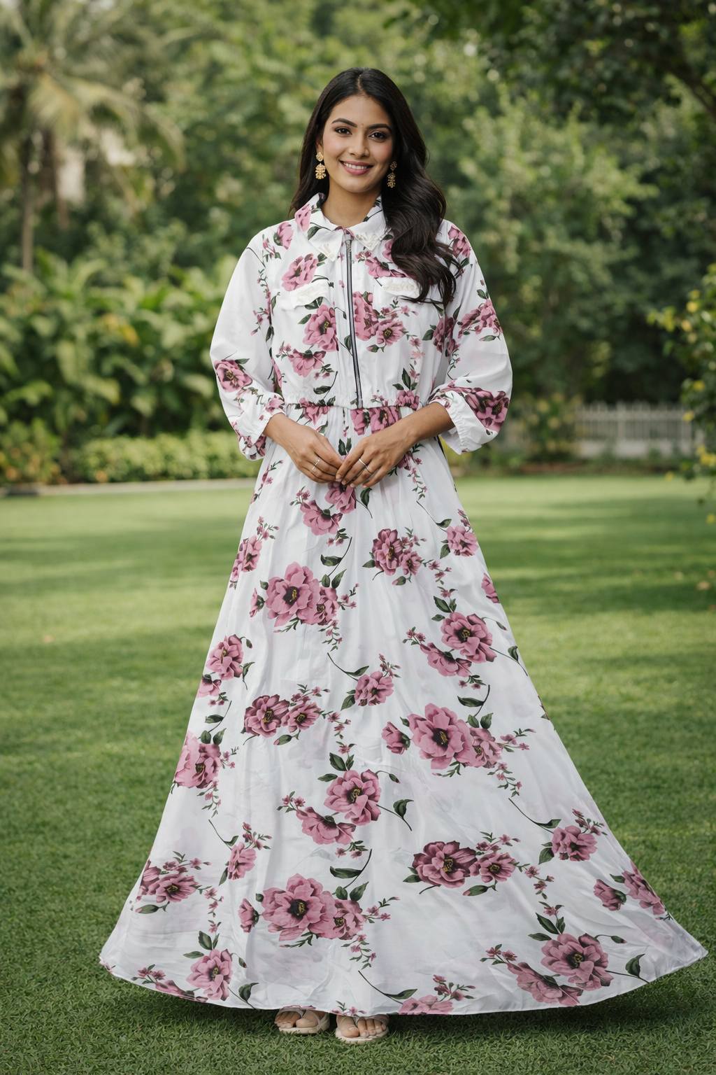 Elegant Maxi with Front-Zip Jacket